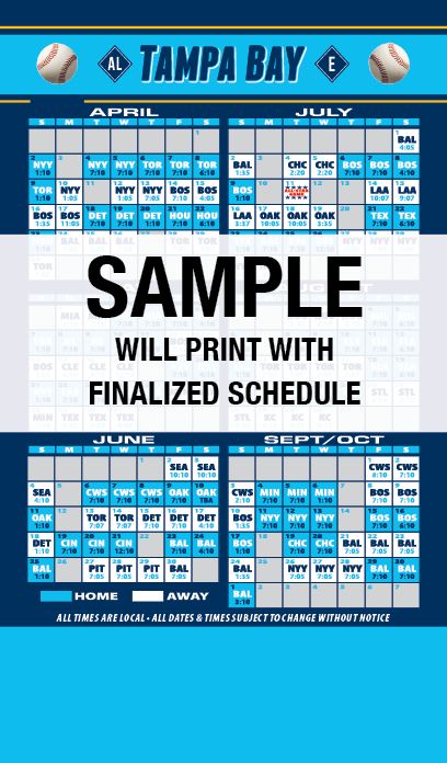 Baseball Schedules Full Back Tampa Bay Full Baseball